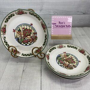 International Tableworks GARDENING SEASON Bird Stoneware Salad Plates Set of 4